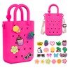 Silicone Small Rubber Beach Bag with 20 Charms, Hole Handbag