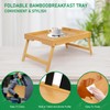 Bed Tray Table with Handles Folding Legs, Bamboo Breakfast Food