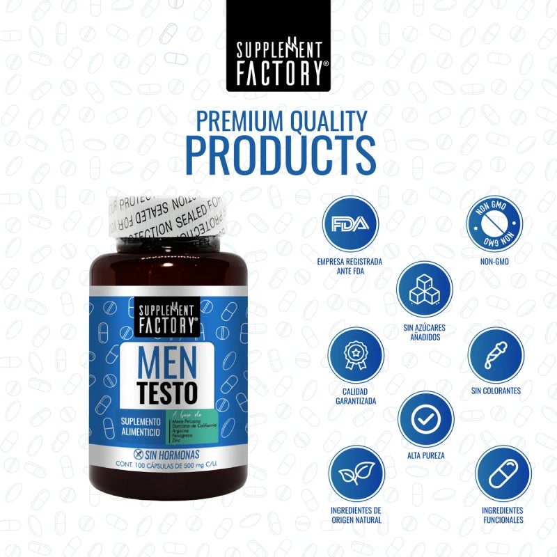 Men Testo, 100 Cápsulas, Calidad Premium Natural