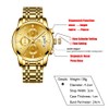 Gold Plating Men's Analog Quartz Mutifunctional Watches for Man Stainless