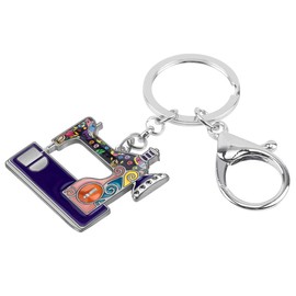 DUOWEI Sewing Machine Tools Scissors Iron Keyring Zinc Alloy Key Ring Bag Charm Gift for Women Girls, purple, M