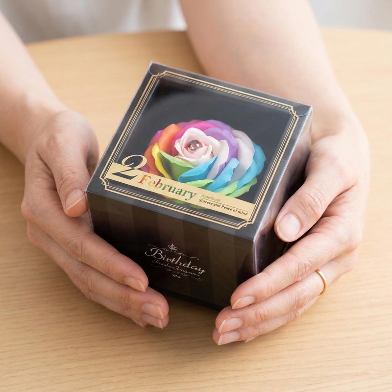 Q-FLA (Q-FLA) Soap Flower 1 Bloom Birthday Rainbow June Birthstone