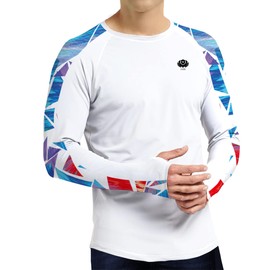 Mens Running Top Long Sleeve UPF 50+ Swimming Vest Sun Protection Tops White L