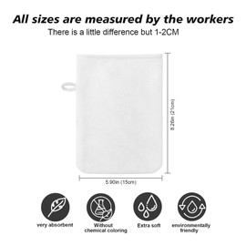 PHOGARY 10 Pack Microfiber Body Wash Mitts, Soft Face Mitten, Bath Spa Cloth, Reusable Makeup Remover Mitt Gloves, European Style Wash Cloth, 6×8 inch (White)