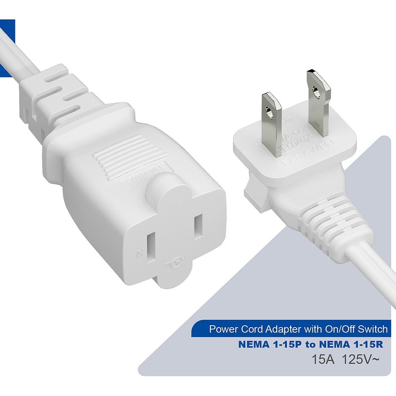[6-Feet] On Off Switch Extension Cord, Right Angle 2-Prong Polarized