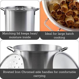 IMUSA 40 Qt Tamale Steamer Vaporera Stock Pot Aluminum Tamalera 10 Gallons