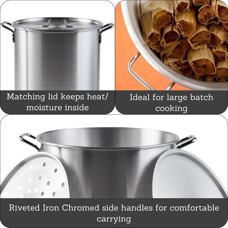 IMUSA 40 Qt Tamale Steamer Vaporera Stock Pot Aluminum Tamalera