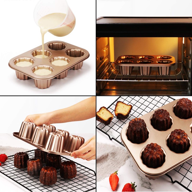 Cannele Mould Nonstick Cupcake Muffin Molds Golden Canneles Tin Baking