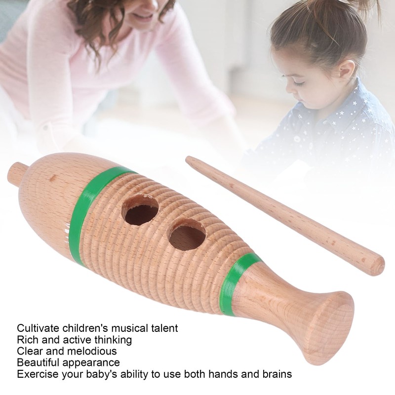 Wood Guiro Children Cute Fish Shaped Guiro Percussion Instrument Educational