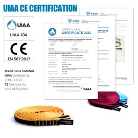 CAMNAL - Eslinga de escalada UIAA con certificación CE de 16 mm, correa de nailon 22KN(4800 libras), correa de escalada de 24-87 pulgadas (60-220 cm), azul/amarillo/morado, paquete de 1/2/3 (48