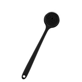 2 Pack Silicone Back Scrubber for Shower, LIOUCBD 15 Inch Double Sided Shower with Long Handle for Exfoliation & Massage Can Produce Rich Foam, Soft Bath Body Brush for Men and Women(Black)
