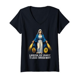 Womens Legion of Mary Our Lady Catholic V-Neck T-Shirt