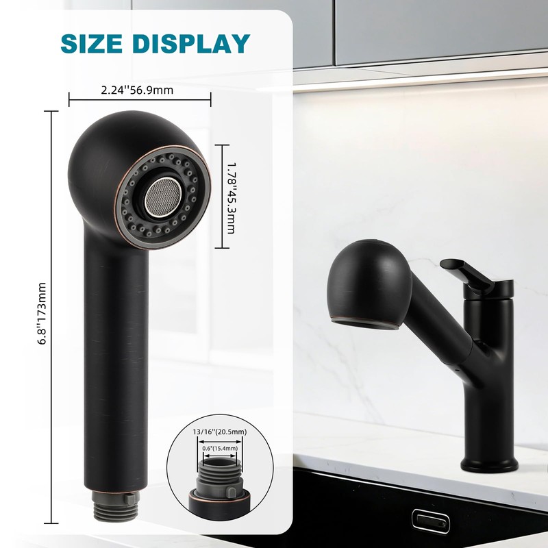 Pull Out Kitchen Faucet Head Replacement, 2 Function Sink Sprayer