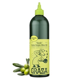 Graza Graza Sizzle Extra Virgin Olive Oil, Cooking Oil - High Polyphenol Peak Harvest EVOO Cooking Oil in a Squeeze Bottle - Single Origin Olive Oils from Spain - 25.3 Fl Oz (750ml)