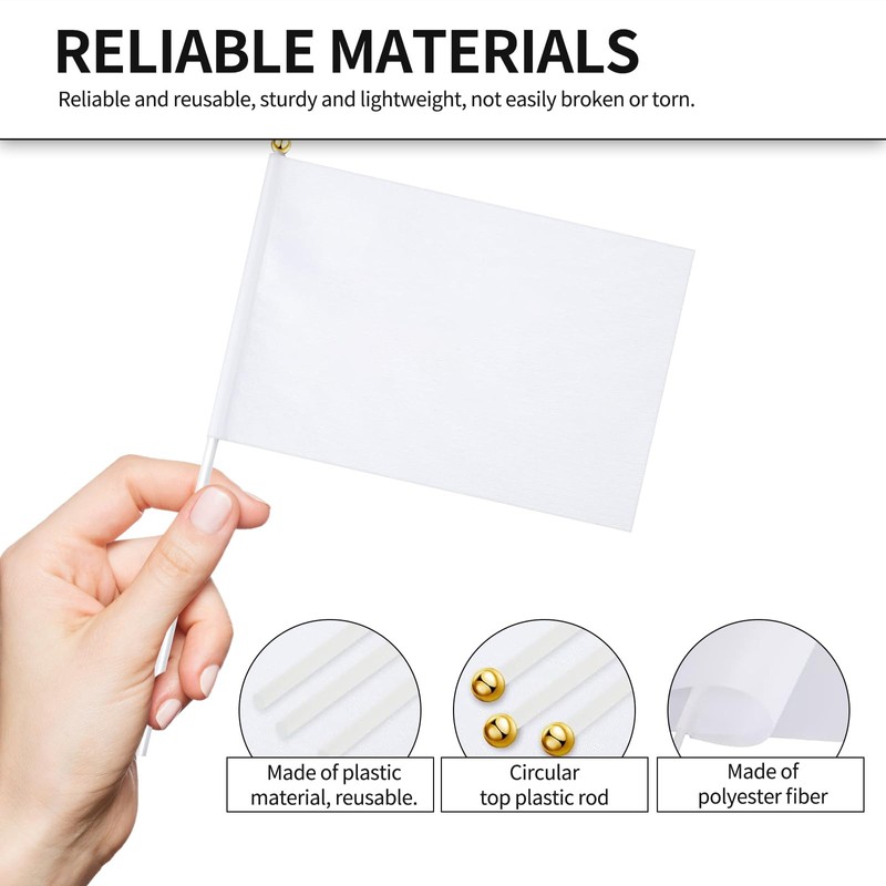 100 Pack Sublimation Flags Blank, White Flag Blank Flag Small