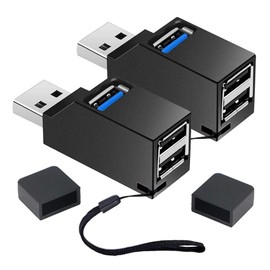 Samcos USB Hub, 3 Ports, Ultra Small, USB 3.0 + USB 2.0 Combo Hub, Bus-Powered, Port Extension, USB Port, Fast, Lightweight, Portable, Convenient, Black (Set of 1)