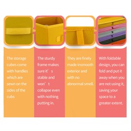 Scacti Storage Cubes, 11 Inch Cube Storage Bins for Organizing, Nonwoven Storage Cubes with Handles (Set of 6), Foldable Cube Storage Organizer for Arrangement and Sorting (Multiple colors)