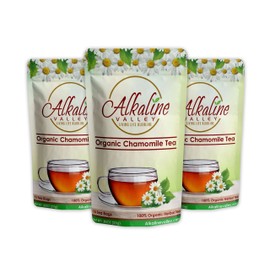 Chamomile Tea or Te De Camomila - 100% Organic and Alkaline - 15 Unbleached/Chemical-Free Chamomile Tea Bags - Pack of 3 - Caffeine-Free, No GMO