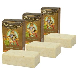 Prabhuji's Gifts Saucha Bar Soap – Calming Oatmeal – Ayurvedic Soap - Natural Coconut Oil & Essential Oils Vegan Soap Nourishing & Beautifying for Women and Men - 3 count x 3.5 oz each