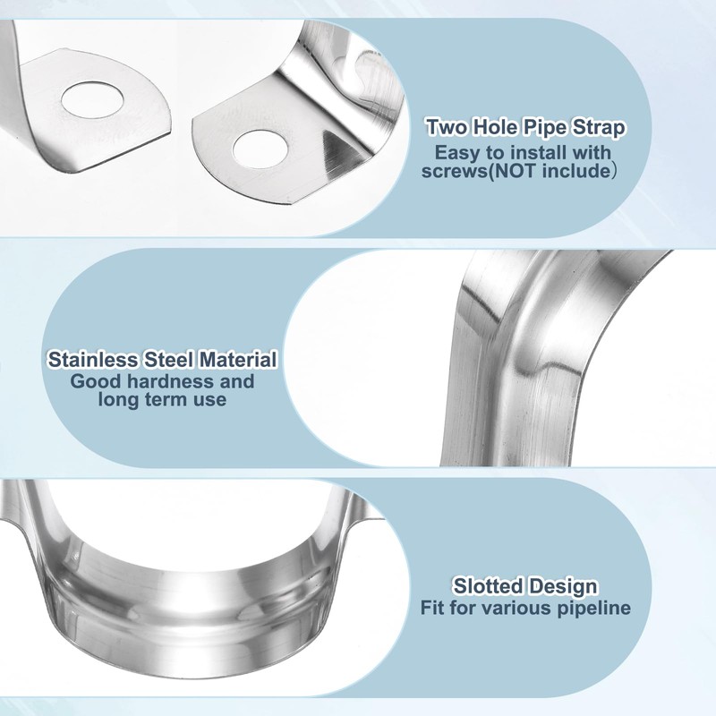 sourcing map 6Pcs Rigid Pipe Straps, 120mm(4.72") 201 Stainless Steel