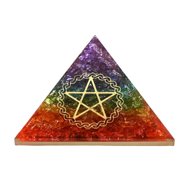 Large Orgone Pyramid | Crystal Pyramid Seven Chakra Onxy | Orgonite Pyramid | Healing by Positive Energy of Organ Pyramid (Star)