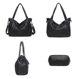 Women Handbag Hobo Purse Large Capacity Soft Leather Shoulder Bag Top-handle Tote Satchel, S: 13.4*3.5*13* Inch, 1