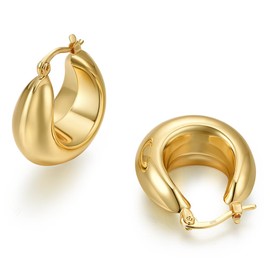 FRUMOS 18K Gold Plated Hoop Earrings for Women Girls 14K Gold Plated Gold Earrings with 925 Sterling Silver Post Stud Earrings for Gifts(Waterdrop Hoop Earrings Gold)