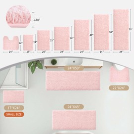 Disolla Toilet Mat 22x24 Pink - Non Slip Fluffy U-Shaped Contour Rug, Ultra-Soft Plush Toilet Floor Mat, Absorbent & Machine Washable