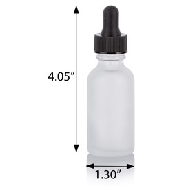 1 oz / 30 ml Frosted Clear Glass Boston Round Empty Bottle Container with Black Dropper (12 pack) + Funnel