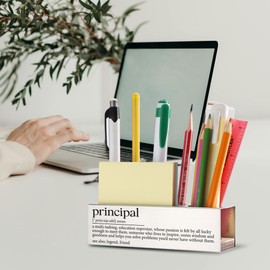 THRXOBN Principal Gifts for Women, Birthday Gifts for Principal, Appreciation Pen Holder for Men, Retirement Decor for Headmaster, Stainless Steel Pen Holder With Inspirational Quotes, WTW6