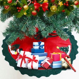 Christmas Tree Skirt Round Tree Skirt Round Christmas Tree Blanket Large Fur Christmas Tree Blanket Christmas Tree Stand Rug Tree Blanket Christmas Tree Decoration 90 cm, Red