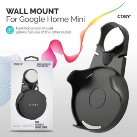 Coby Wall Outlet Mount Holder for Google Home Mini, Smart Speaker Device Accessory with Cable Cord Plug Management - Black