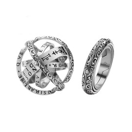 FORUBUS Astronomical Sphere Spinner Ring, Astronomy Ball Cosmic Finger Ring for Astronomer Fans Student Museum Memorial Souvenir (A Silver, 10)