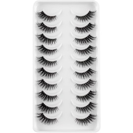 Clear Band False Eyelashes D Curl Russian Stripes False Eyelashes Manga Lashes Natural Looking False Eyelashes That Look Like Individual Clusters Wispy Mink Eye Lashes Pack (DKF14)
