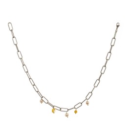 Anthony Vincent Happy Face Collar Perla Cultivada Natural Blanco Tamaño 6 mm y 40 cm Largo con Broche de Plata de Ley. 925 baño con Rodio. Perlas Cultivadas con Acero Inoxidable y Happy Faces.