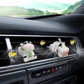 2 Pack Cute Cow Car Air Vent Clips [Rich & Dream Cow], Funny Adorable Cows Vehicle Air Freshener Conditioning Clip With Fragrance Tablet, Auto Interior Air Diffuser,Cars Accessories for Women Men