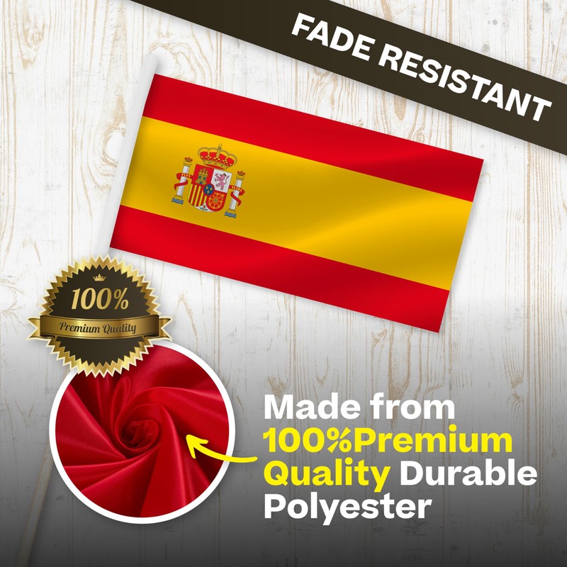 Glow Spain 5ft x 3ft Double Stitched Durable Polyester Flag