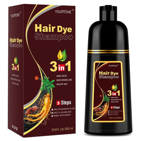 YOURTONE Dark Brown Hair Dye Shampoo 3 in 1 for