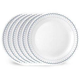 Corelle 6-Piece 10.25" Dinner Round Plates, Vitrelle Triple Layer Glass, Lightweight Round Plates, Large Round Plates, Chip and Scratch Resistant, Microwave and Dishwasher Safe, Caspian