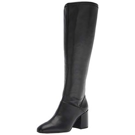Franco Sarto Womens Tribute Knee High Heeled Boot Black Leather Wide Calf 7.5 M