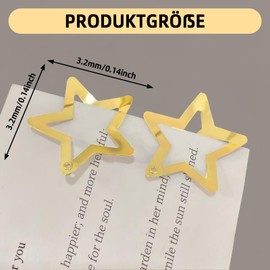 Huotflame Stern Haarspangen 20 Stück – Metall BB Clips in Gold & Silber – Y2K Haarschmuck für Damen & Mädchen – Kawaii Haarspange für Alltag, Party & Festival Looks (Gold)