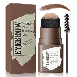 Eyebrow Stamp and Eyebrow Stencil Kit, Eyebrow Powder with 24 Reusable Eyebrow Stencils Kit for Beginners to Natural Brow, 1 Step Brow Stamp Kit Smudge-Proof & Long-lasting & Waterproof (Light Brown)