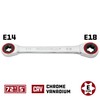 Powerbuilt 641761 Ratcheting Double Box-End E-Star Wrench - E14/E18, Silver