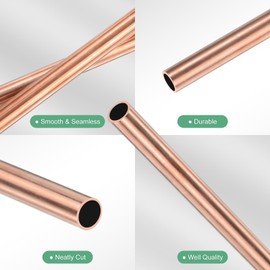 M METERXITY 1-Pack 300mm Copper Round Tube, 6mm OD 0.5mm Wall Thickness Copper Seamless Tubing for Construction/Machining/DIY Crafting, Metal Straight Pipe [0.24x0.02x12IN]