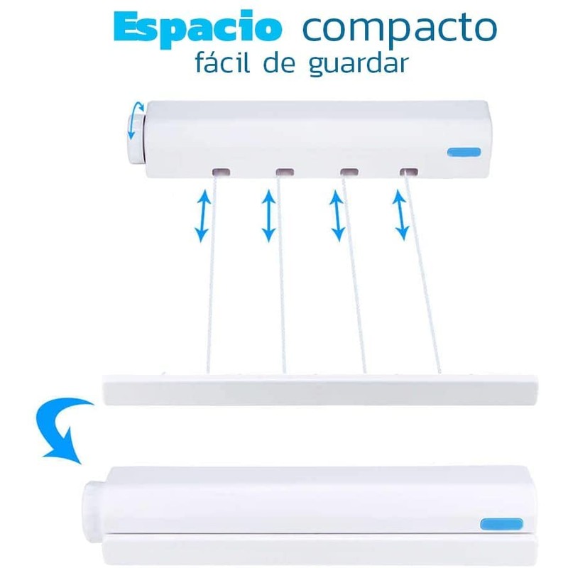 Bluelander Tendedero de Ropa Retráctil Plegable, 4 Cables de 3.2