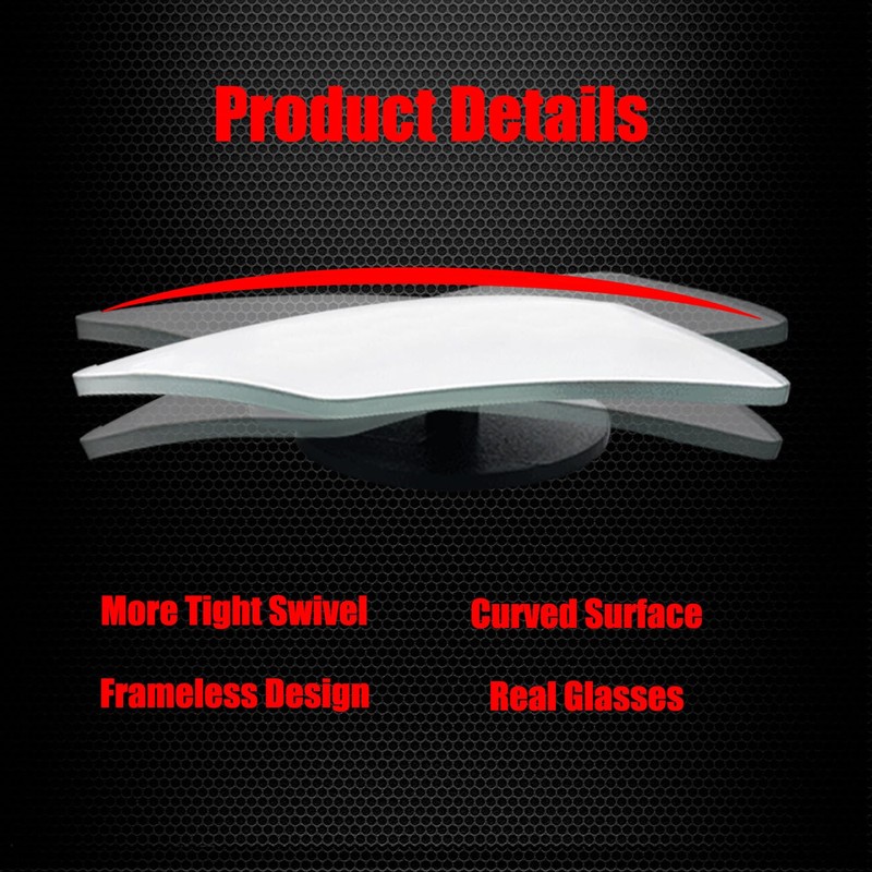 Ampper Rhombus Shaped Blind Spot Mirror, HD Glass Frameless Convex