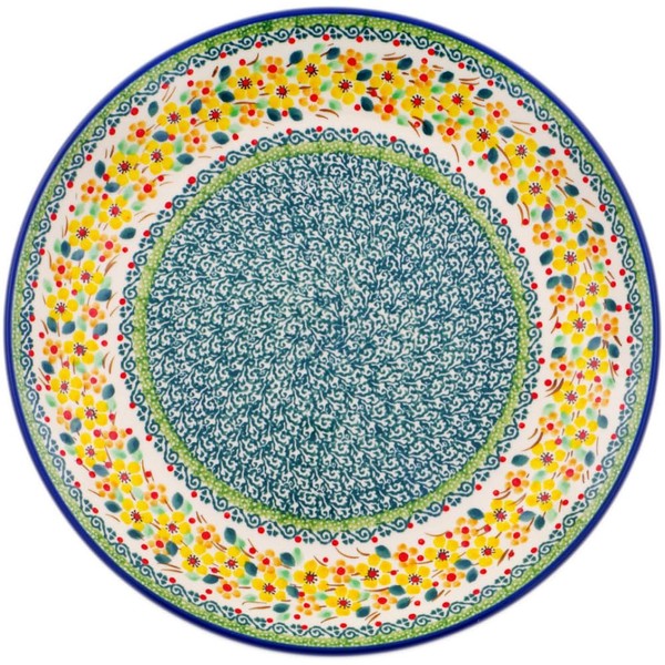 Authentic Polish Pottery Dinner Plate Signature UNIKAT in Happy Thoughts