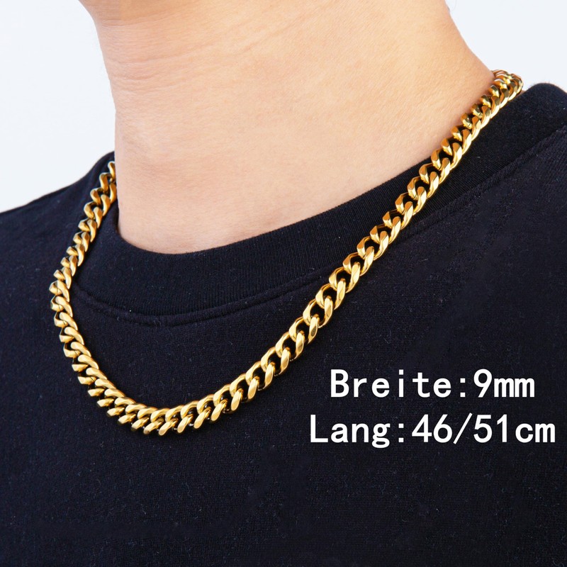 Sahoottie Men's Curb Chain Necklace Man Cuban Hip-Hop Chain Stainless