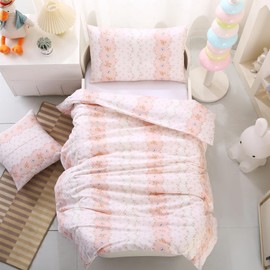 HMtideby Pink Floral Toddler Children's Bedding Set for Girls Cot Duvet Cover with Pillowcase 2-Piece 120 x 150 cm