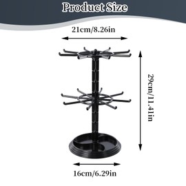Amexo 2 Tier Rotating Jewelry Display Stand Jewelry Tree Stand Organizer Black Keychain Display Rack Jewelry Rotating Display Holder Spinner Display Stand for Women Girls Necklaces Bracelets